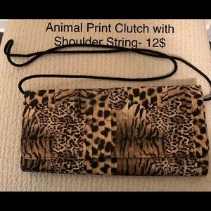 Animal Print Clutch with Shoulder String